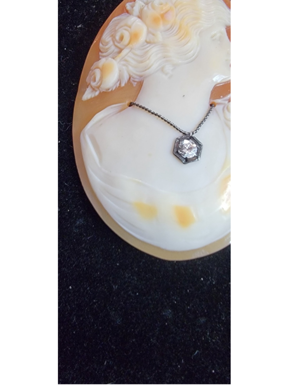 Large Vintage Hand‎ Carved Shell Cameo Loose Italian Lady Portrait Floral Cameo - Picture 3 of 13